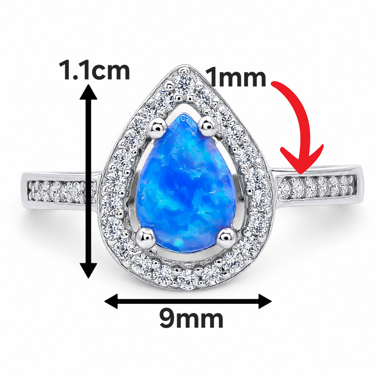 Anillo Opalo Azul Plata Ley 925