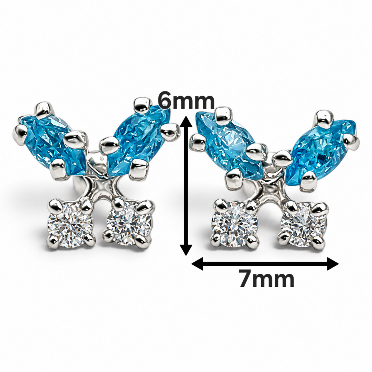 Broquel Mariposa Azul Plata Ley 925