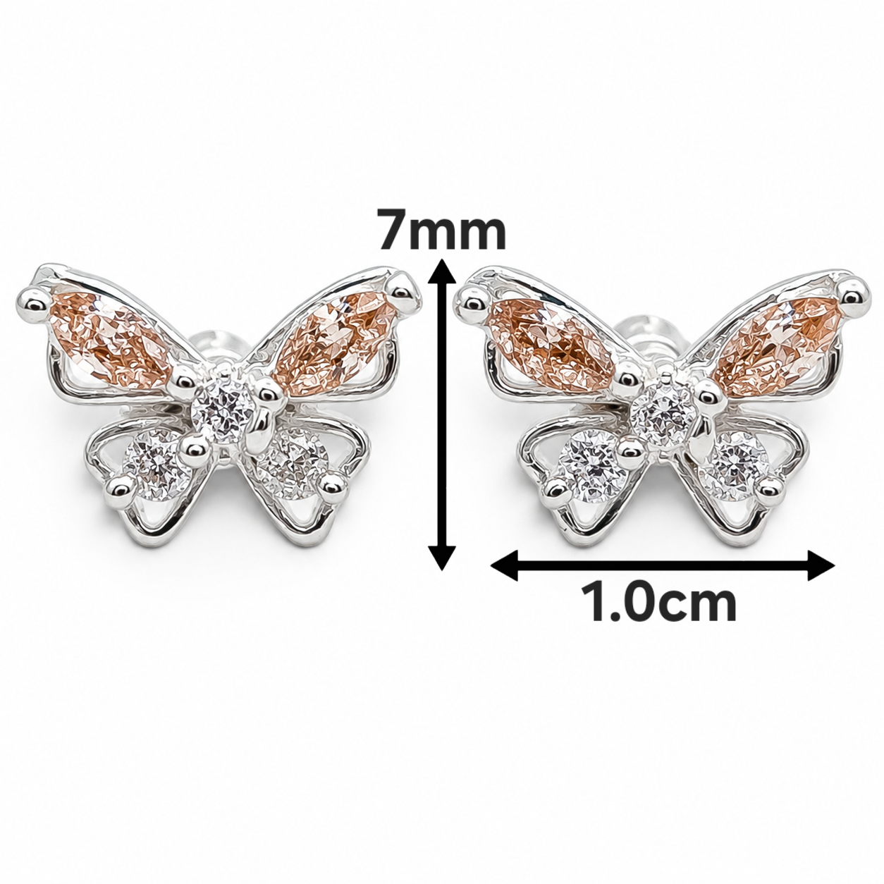 Broquel Mariposa Champagne Plata Ley 925