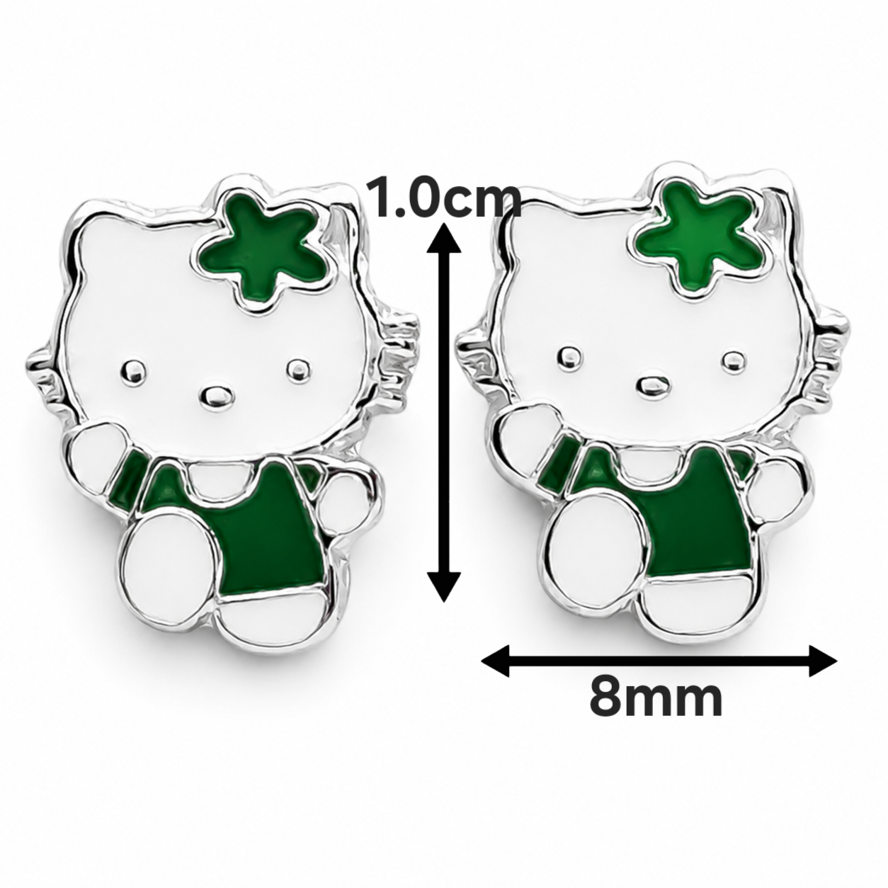 Broquel Kitty Verde Plata Ley 925