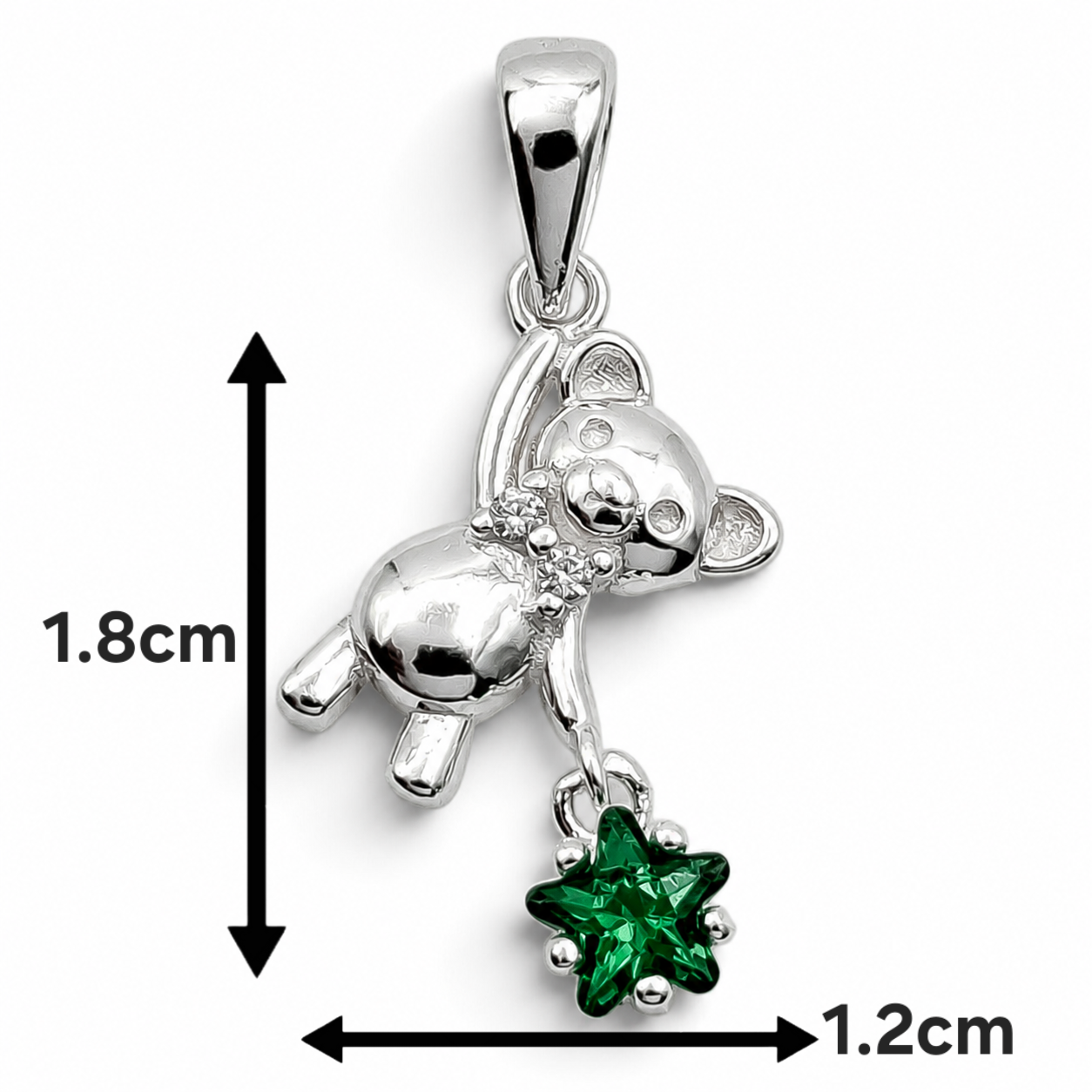 Dije Osito Verde Plata Ley 925