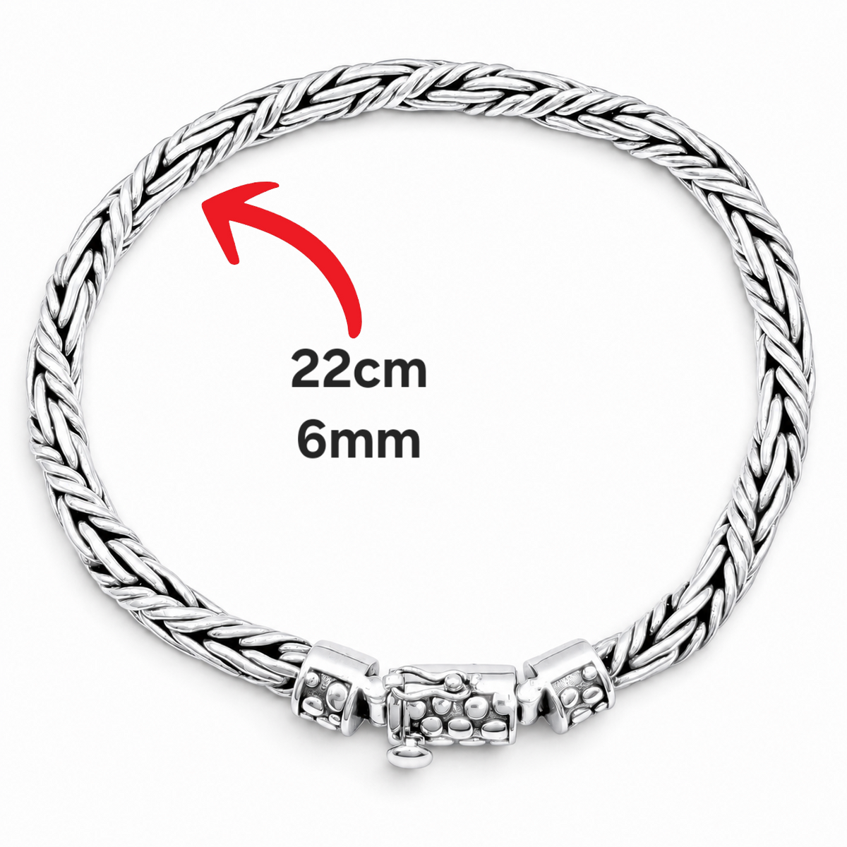 Pulso Tejido Grueso 6mm Plata Ley 925