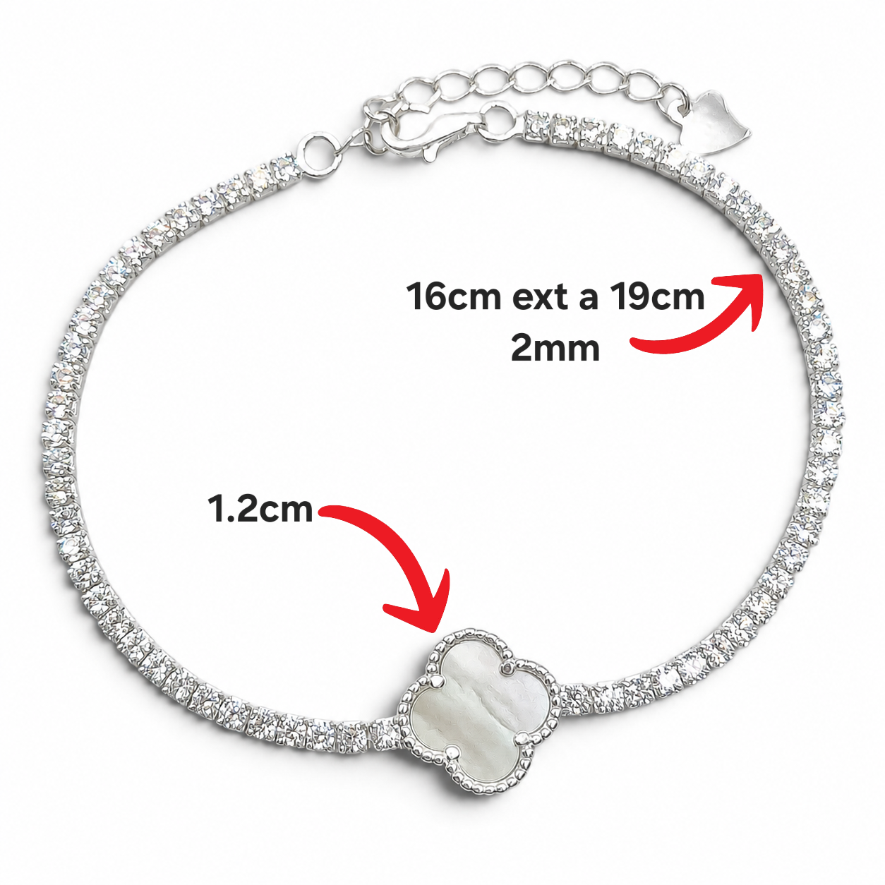 Pulsera Van Blanca 1 Trebol Plata Ley 925