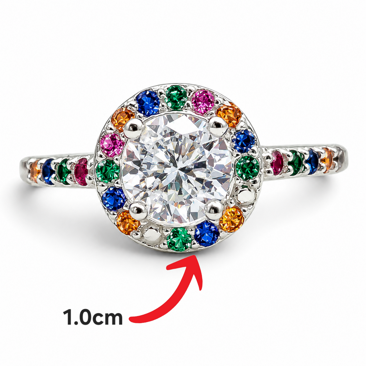 Anillo Blanco Multicolor Plata Ley 925