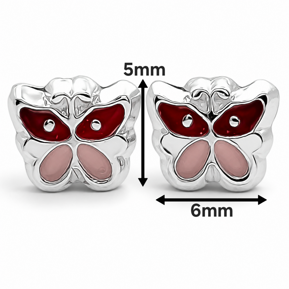 Broquel Mariposita Roja Plata Ley 925