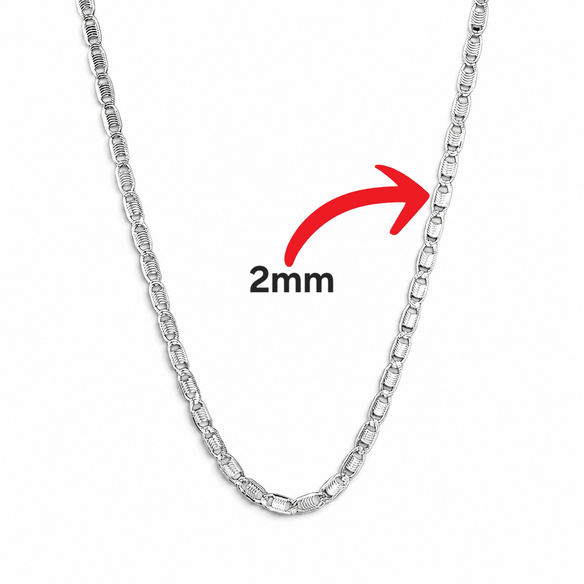 Cadena Planchada Diamantada 2mm Plata Ley 925