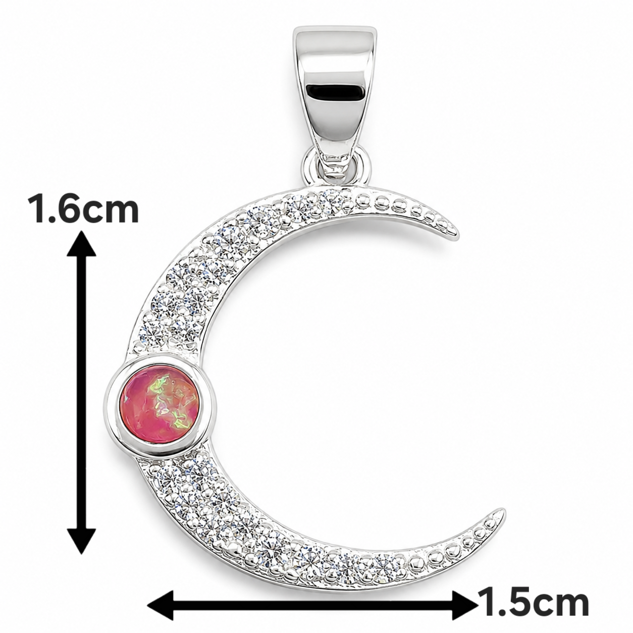Dije Luna Opalo Rosa Plata Ley 925