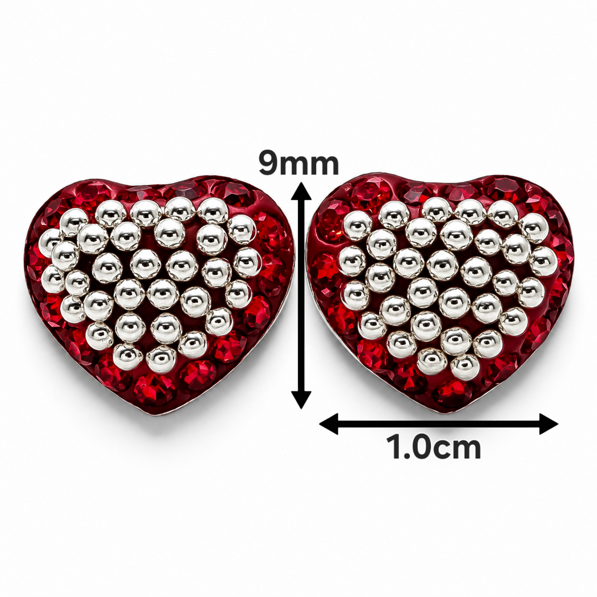 Arete Corazon Blanco Rojo Plata Ley 925