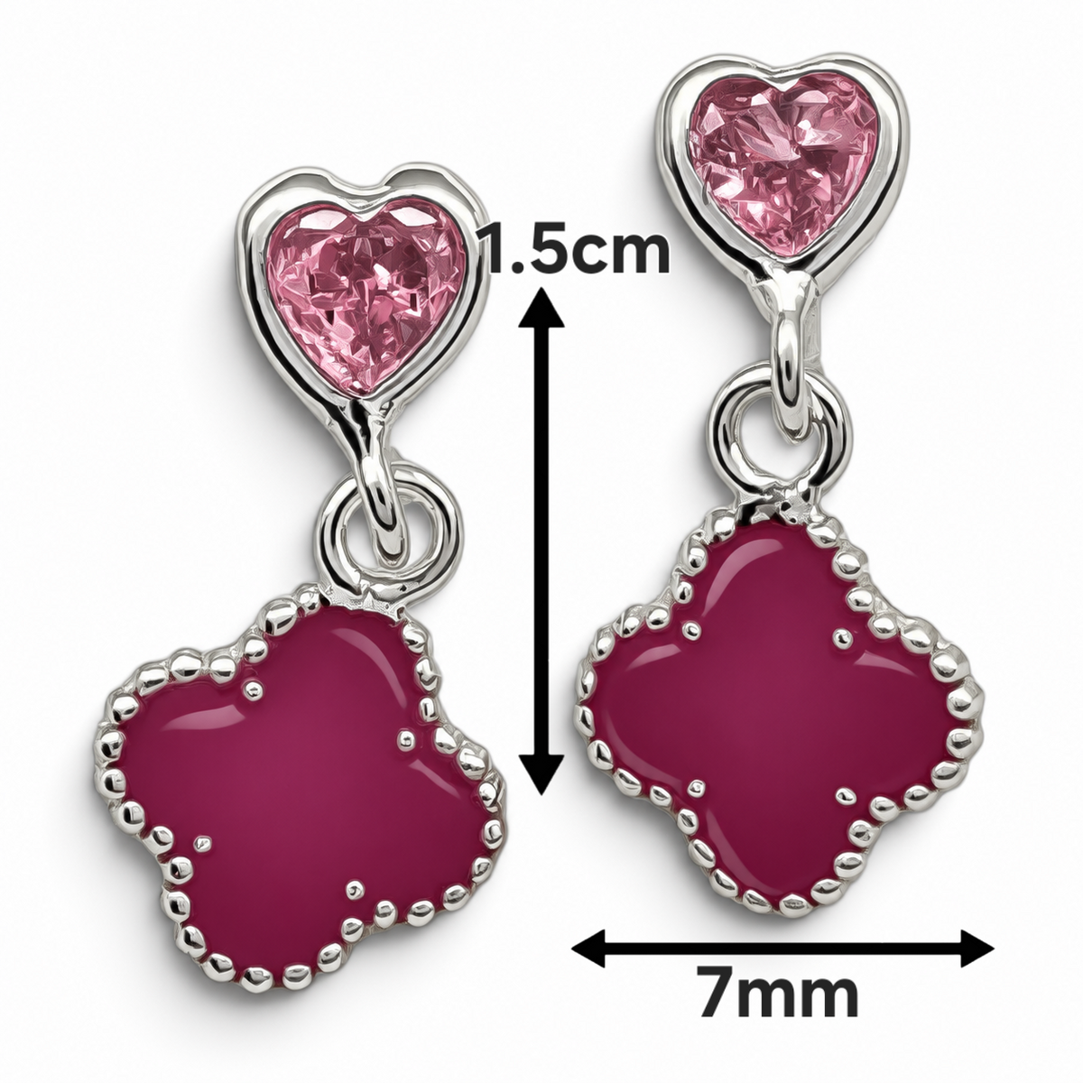 Broquel Trebol Rosa Plata Ley 925
