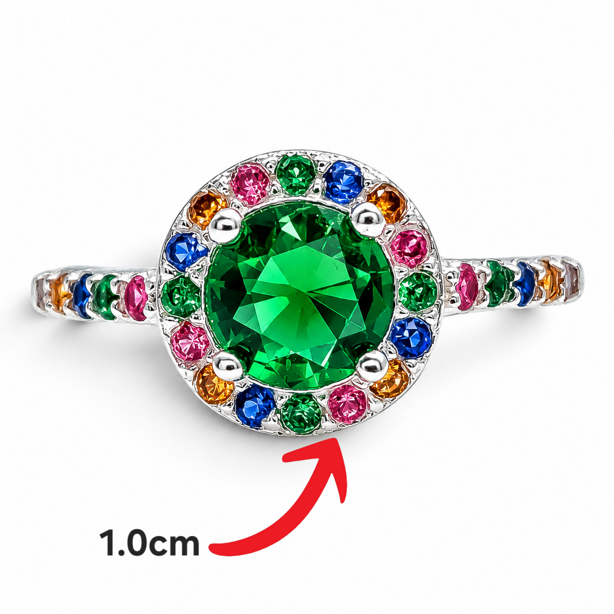 Anillo Verde Multicolor Plata Ley 925