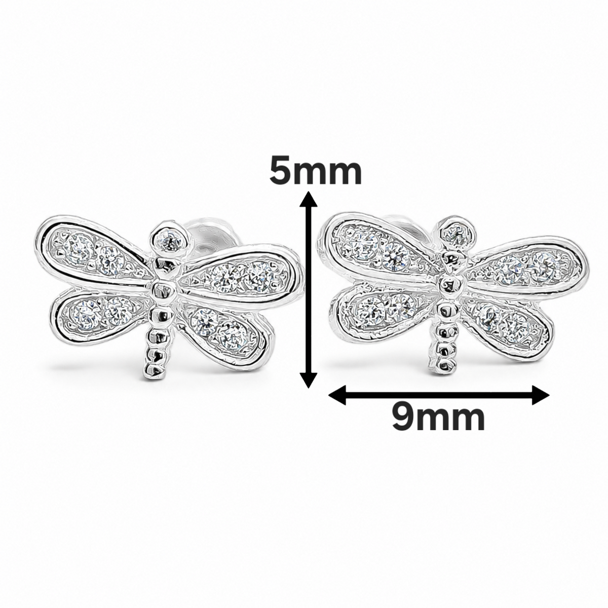 Broquel Libelula Zirconia Plata Ley 925