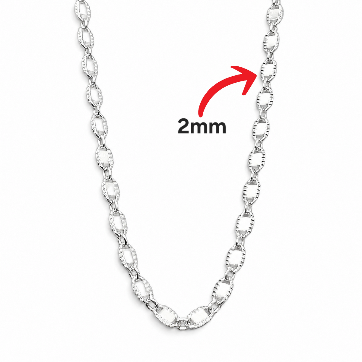 Cadena Diamantada 2mm Plata Ley 925