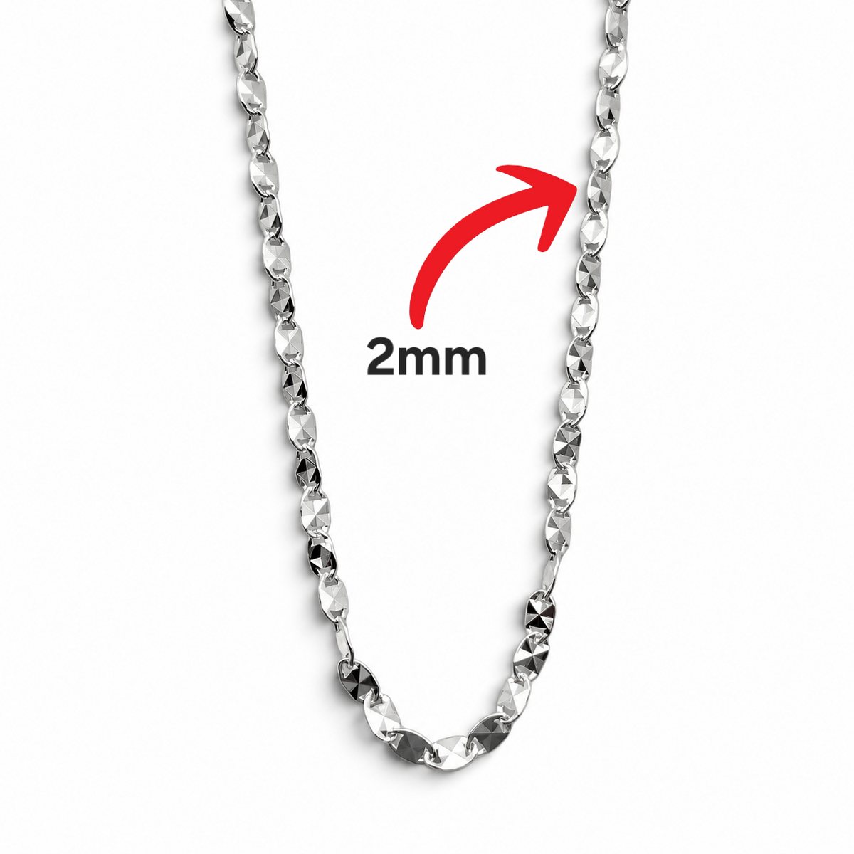 Cadena Facetada 2mm Plata Ley 925