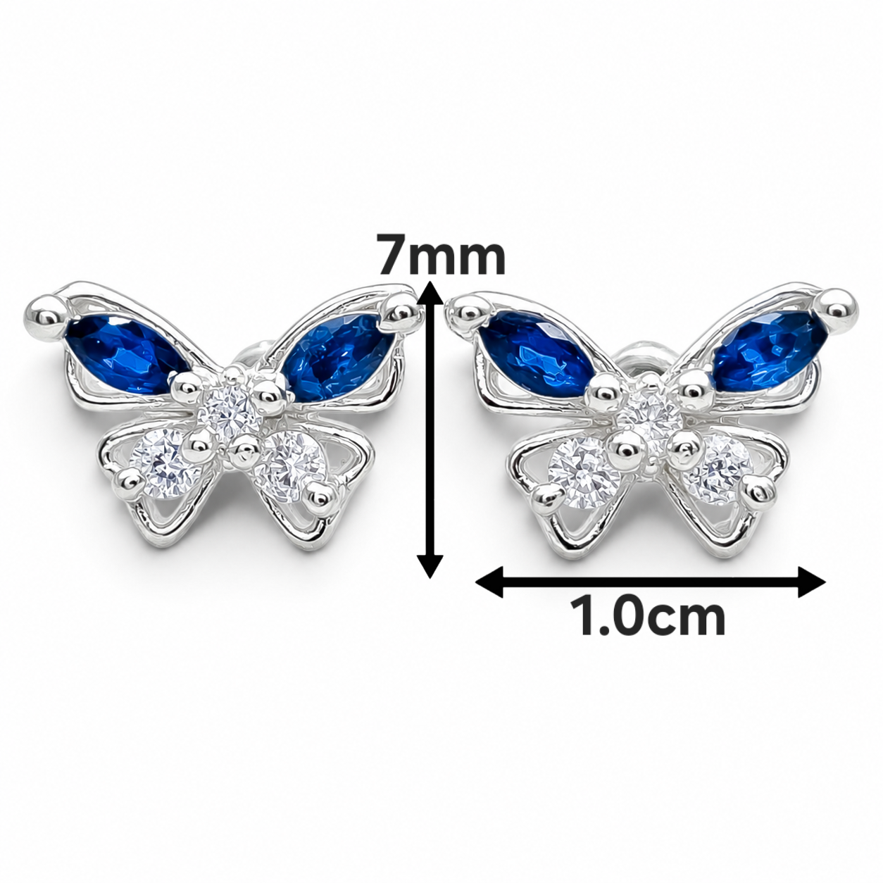 Broquel Mariposa Azul Plata Ley 925