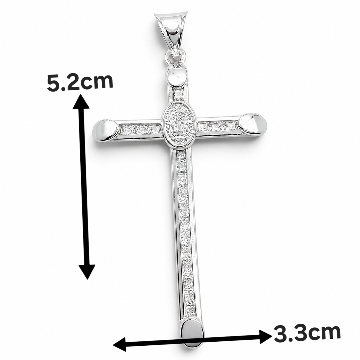 Dije Cruz Zirconia Grande Plata Ley 925