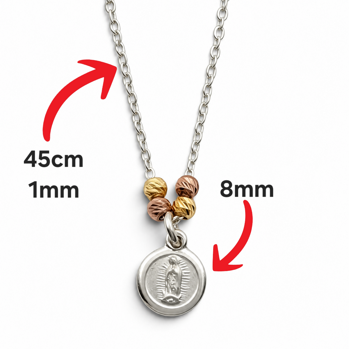 Collar Bolitas Virgen Plata Ley 925
