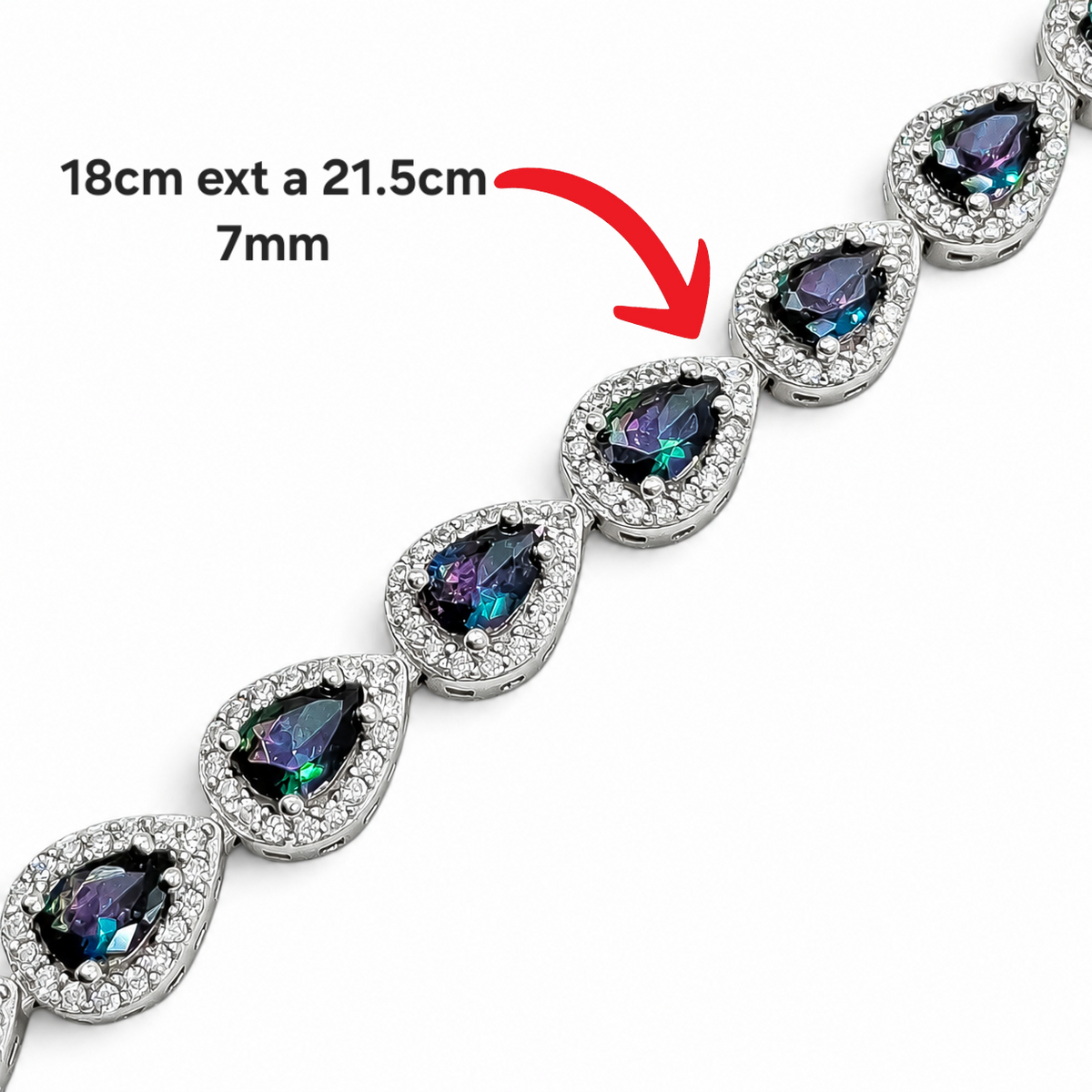 Pulsera Gota Tornazol Topacio Mistico Plata Ley 925