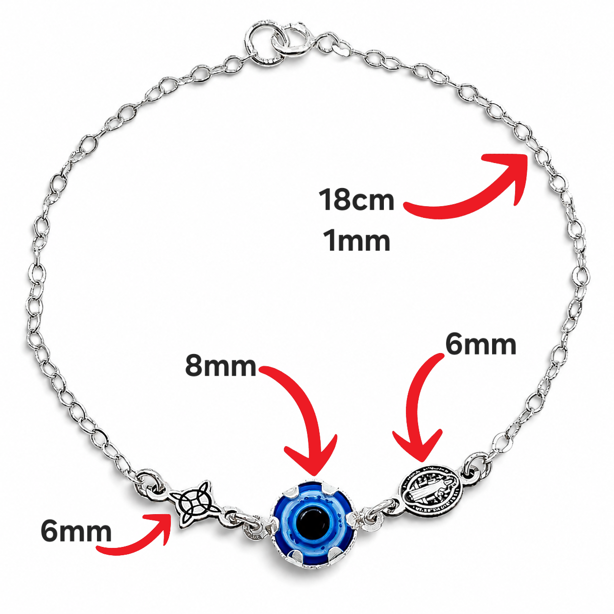 Pulsera Ojo Azul Plata Ley 925