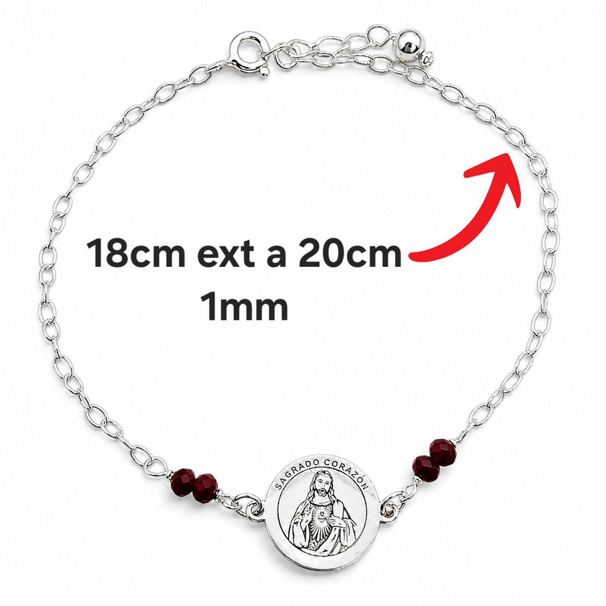 Pulsera Sagrado Corazon Plata Ley 925