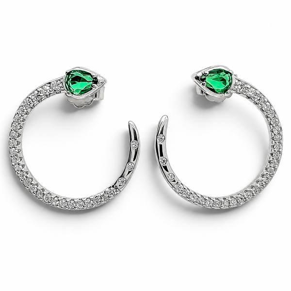 Arete Zirconia Verde Plata Ley 925