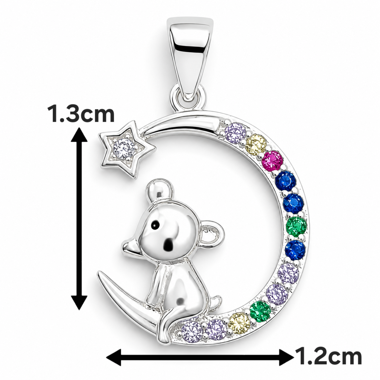 Dije Raton Luna Multicolor Plata Ley 925