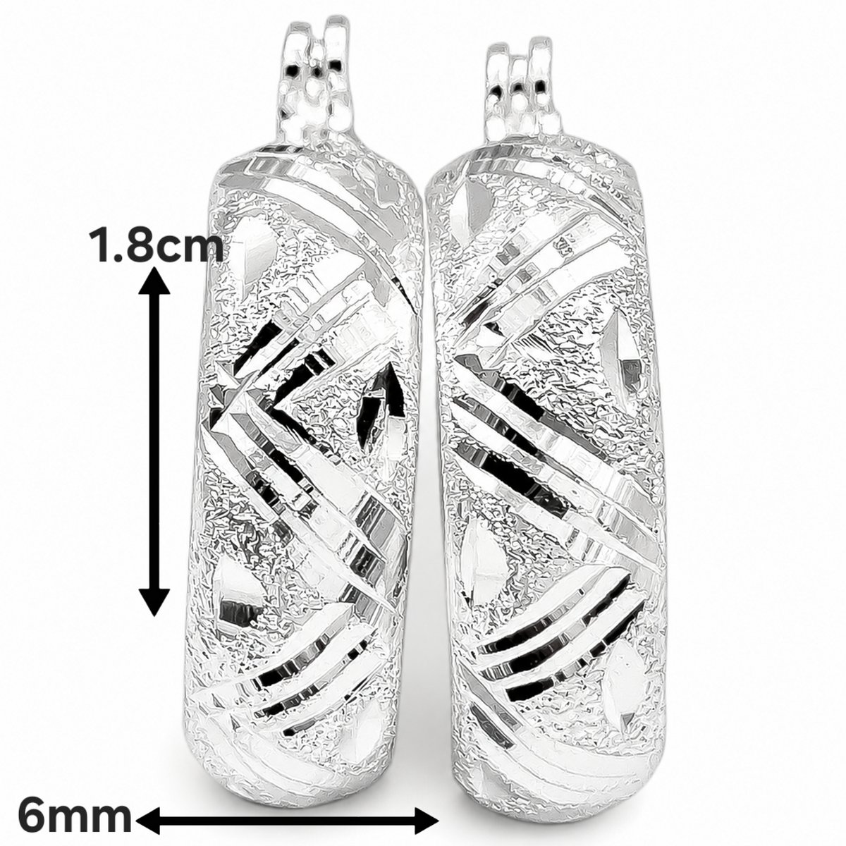 Arracada Diamantada Lineas Plata Ley 925