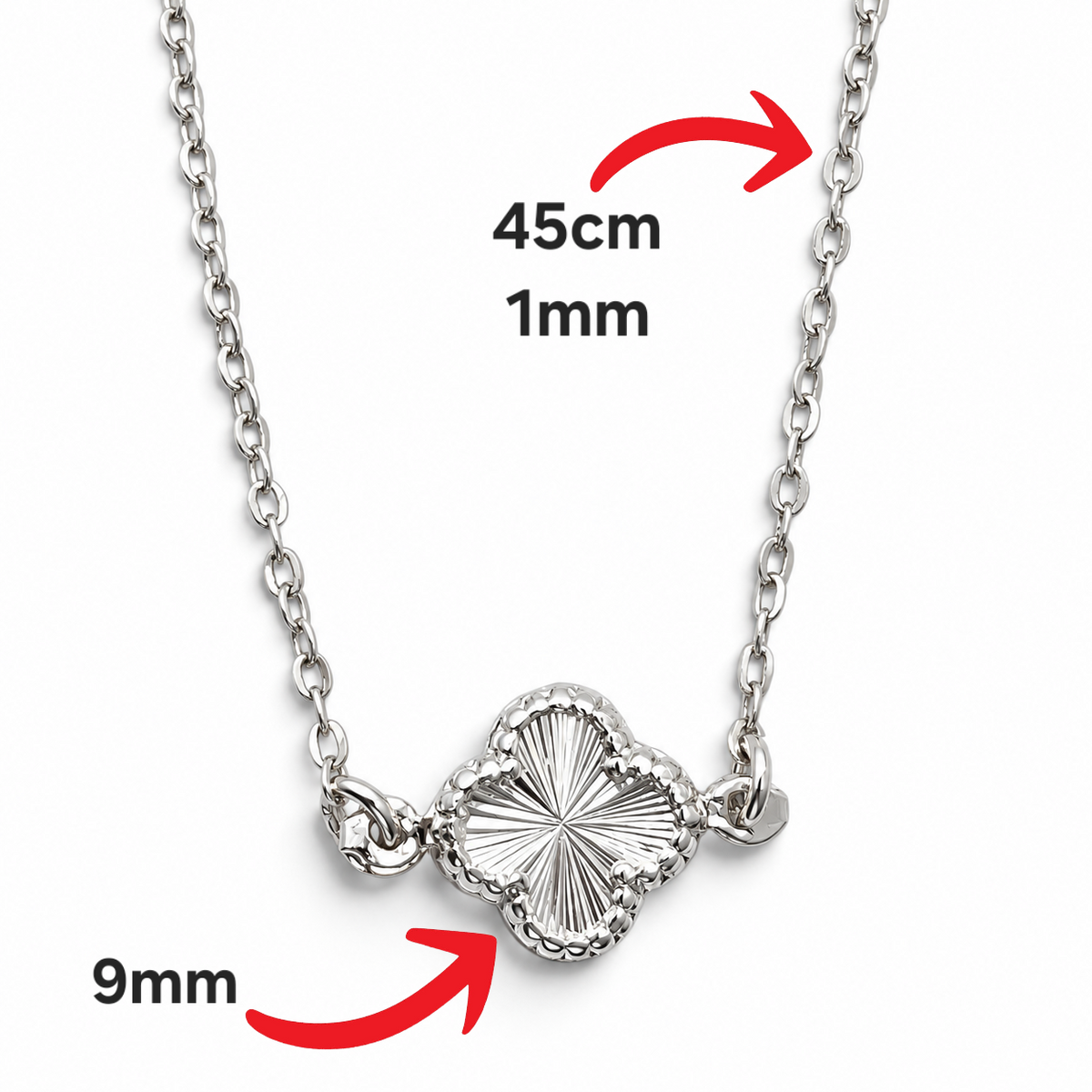 Collar Trebol Diamantado Plata Ley 925