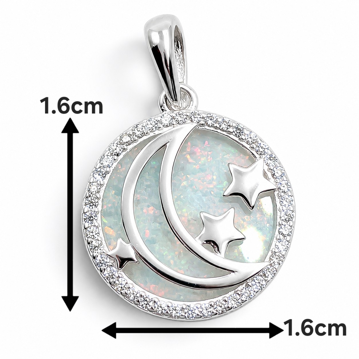 Dije Opalo Blanco Luna Plata Ley 925