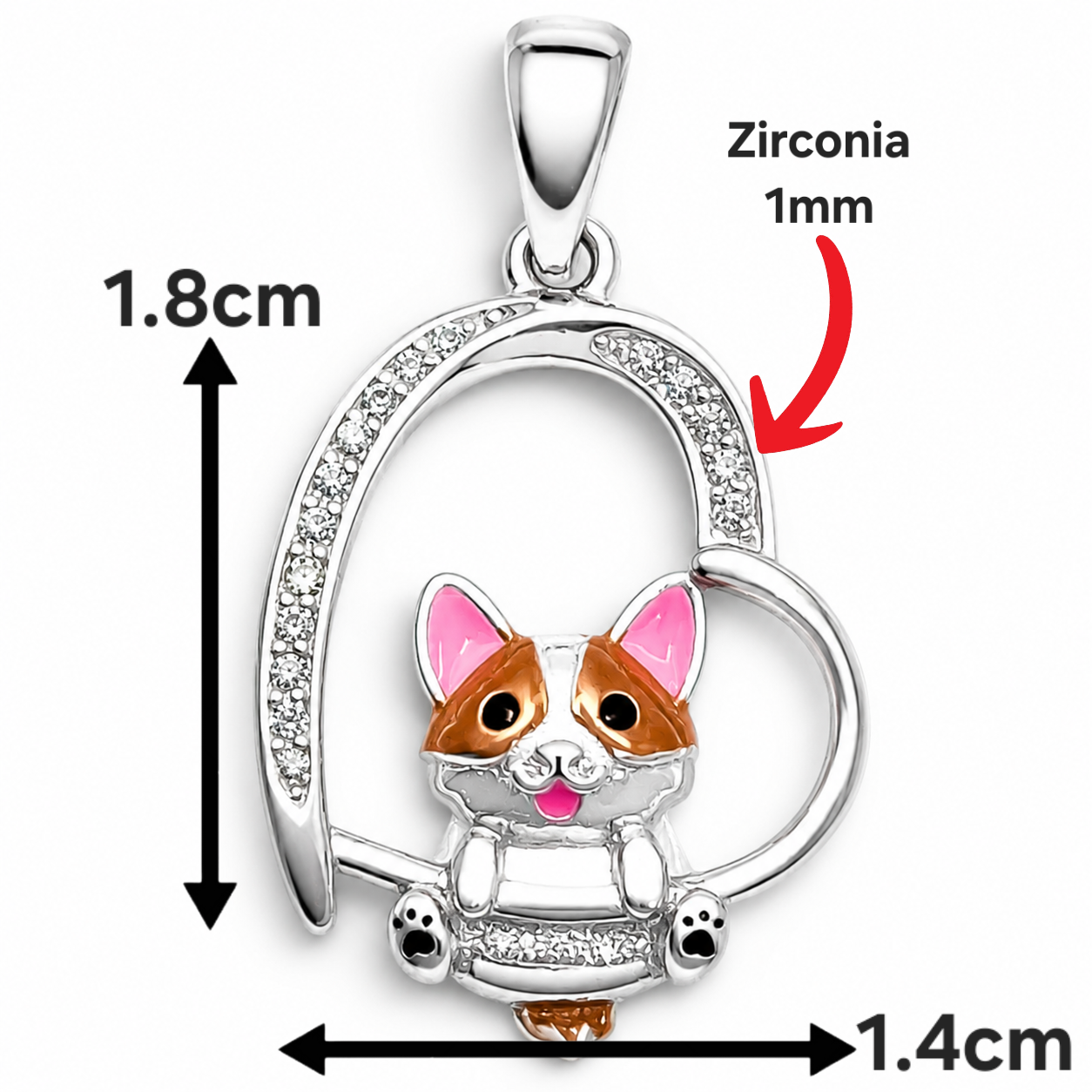 Dije Corazon Gato Plata Ley 925
