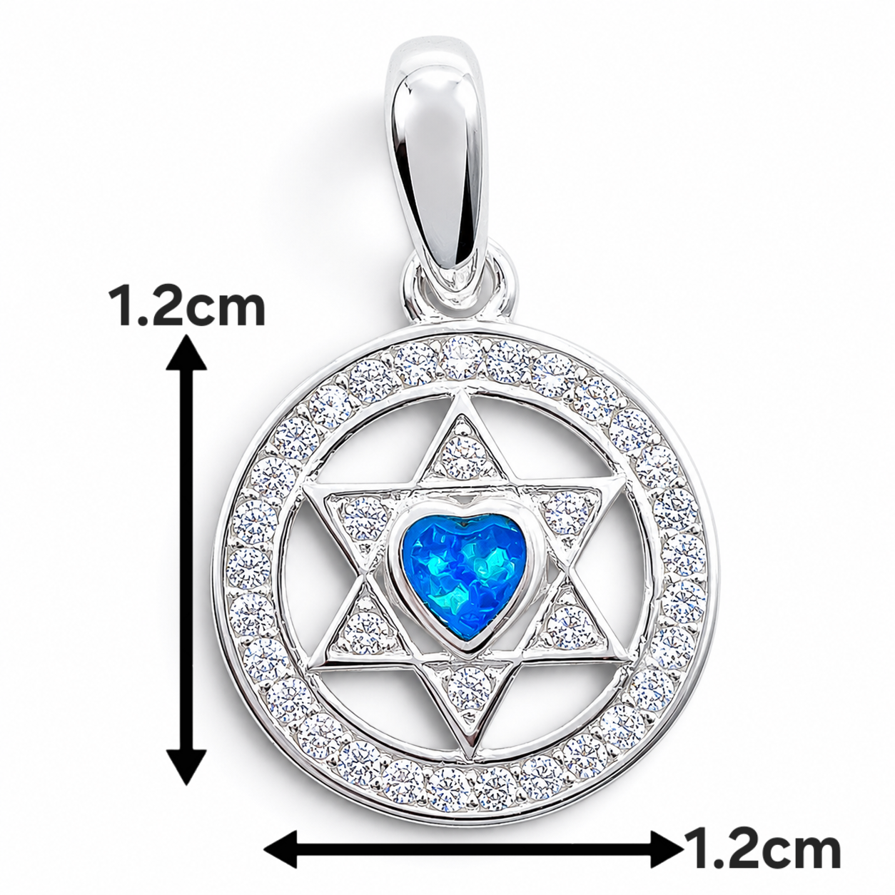 Dije Corazon Opalo Azul Zirconia Plata Ley 925