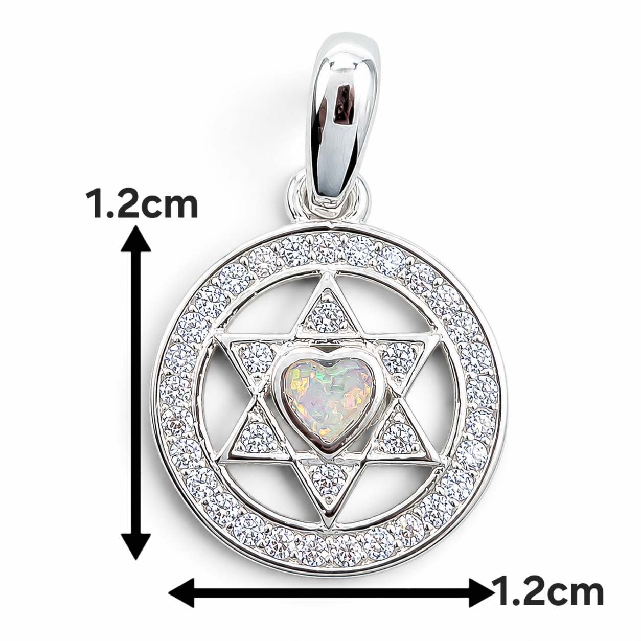 Dije Corazon Opalo Blanco Zirconia Plata Ley 925