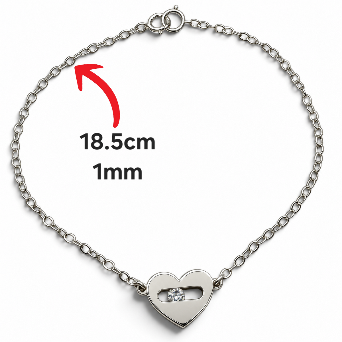 Pulsera Corazon Plata Ley 925