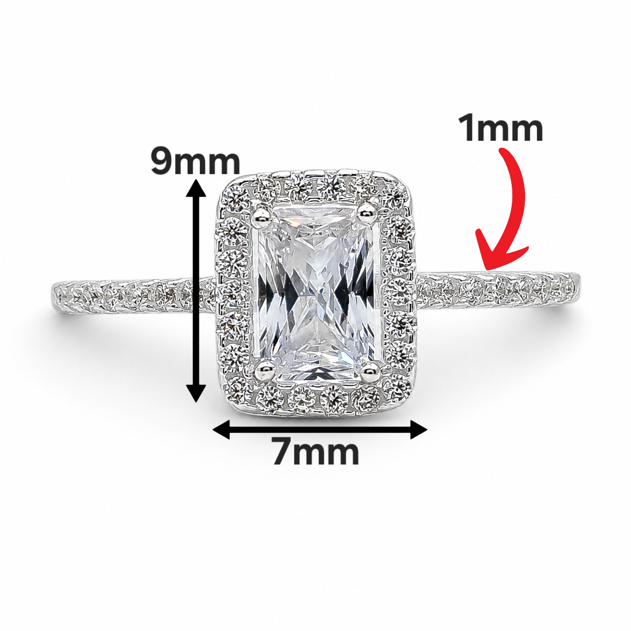 Anillo Cuadro Zirconia Plata Ley 925