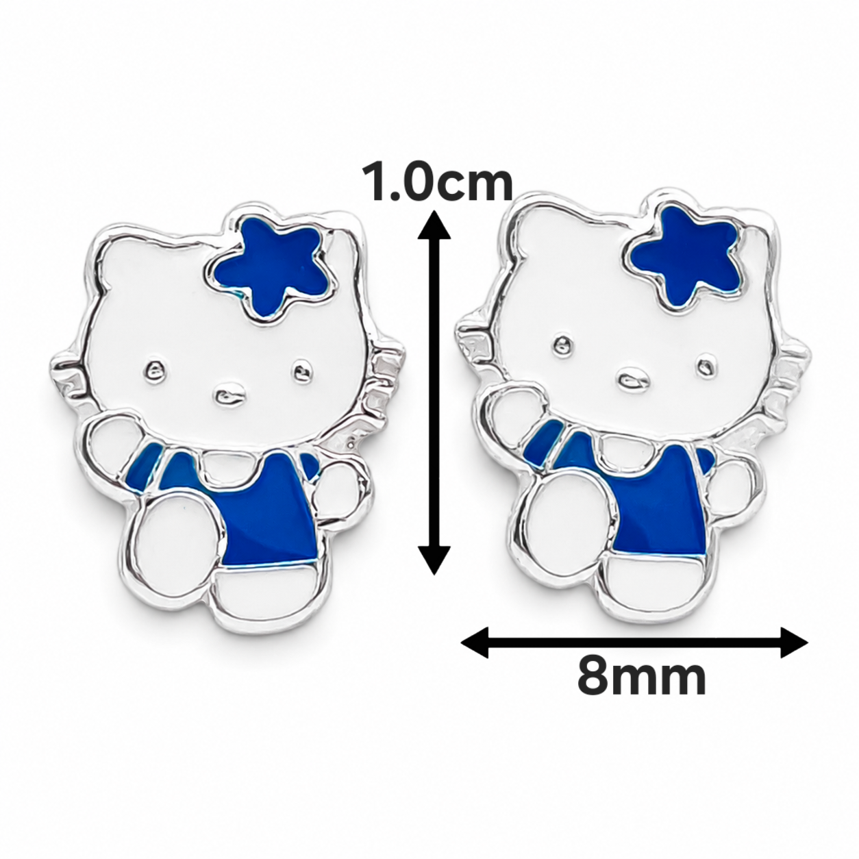 Broquel Kitty Azul Plata Ley 925