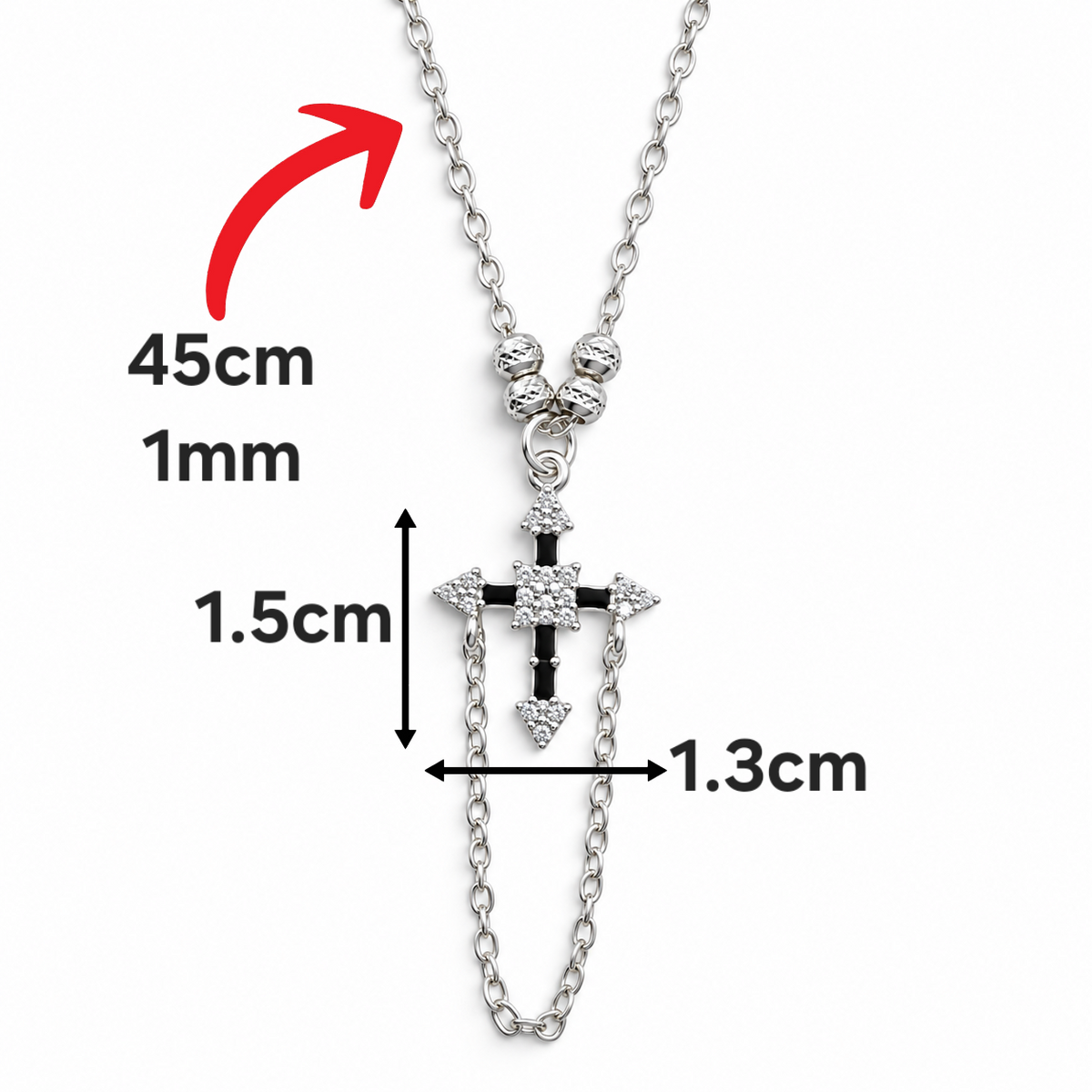 Collar Cruz Cuadro Plata Ley 925