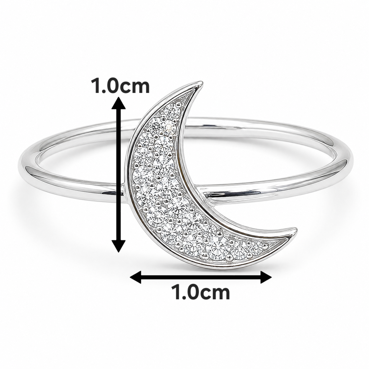 Anillo Luna Zirconia Blanco Plata Ley 925