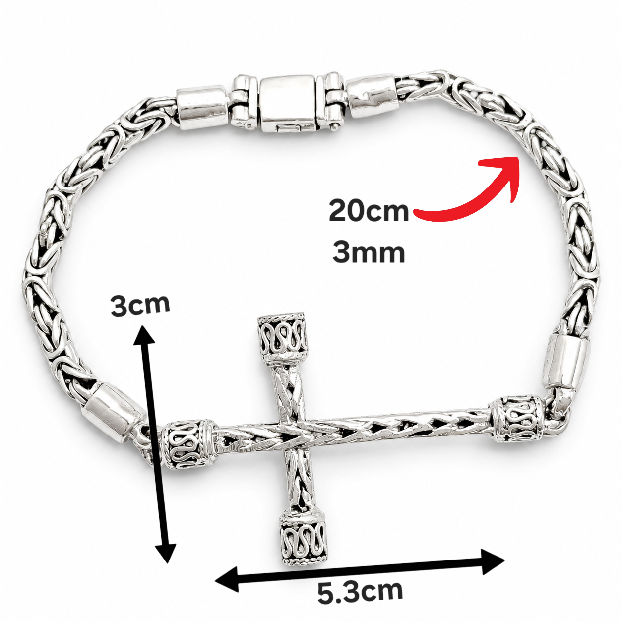 Pulso Tejido Bali Cruz 3mm