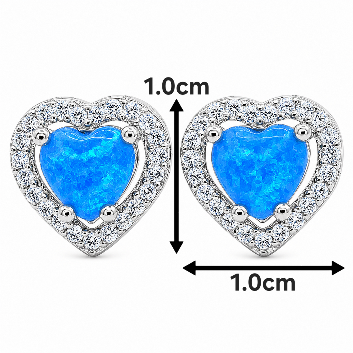 Arete Corazon Opalo Azul Plata Ley 925
