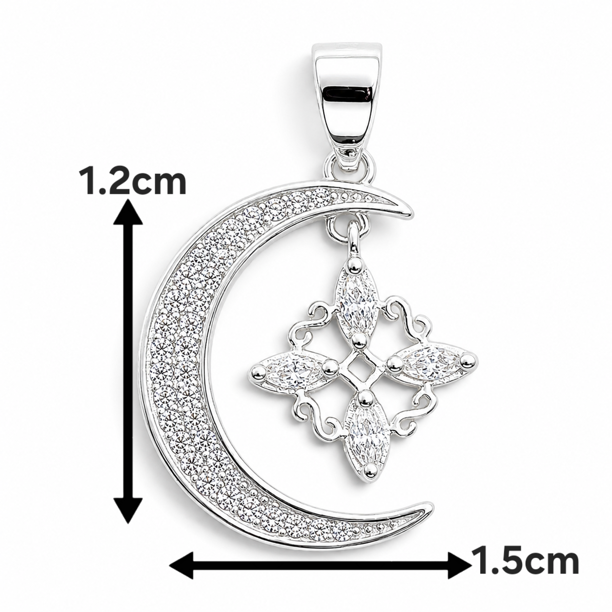 Dije Luna Nudo de Bruja Zirconia Plata Ley 925