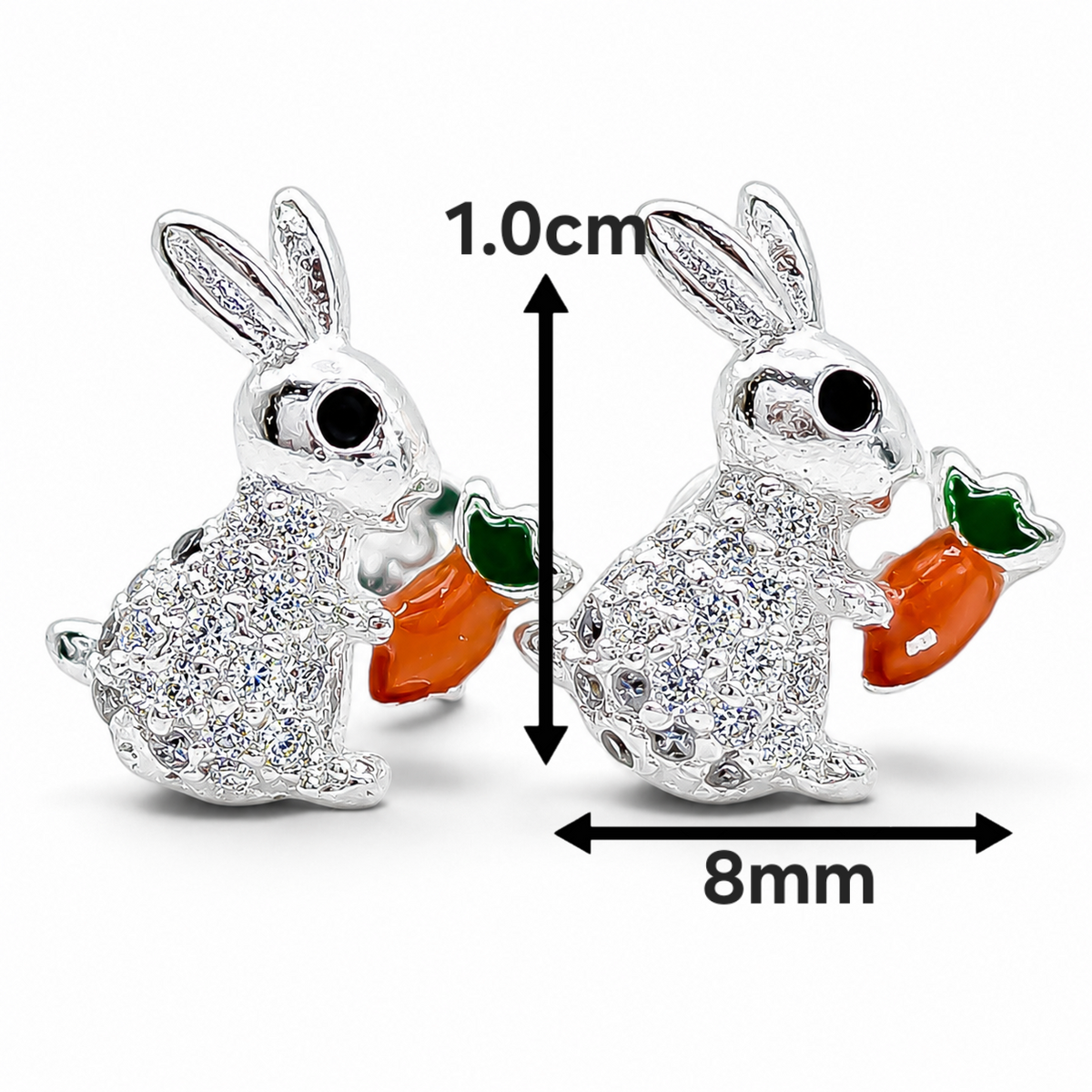 Broquel Conejo Zirconia Plata Ley 925