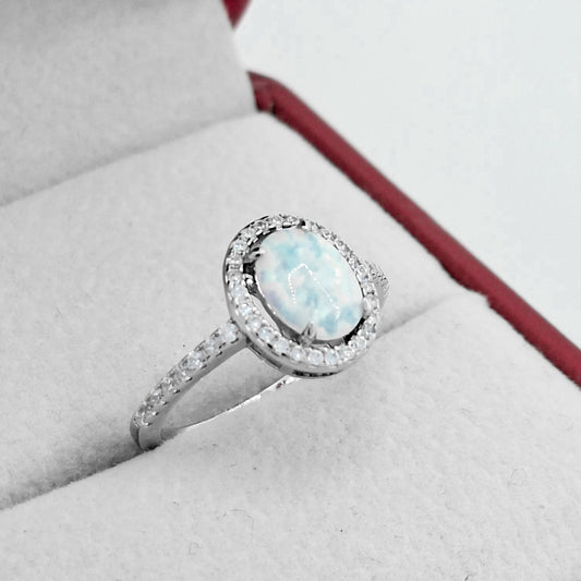 Anillo Opalo Zirconia Ovalo