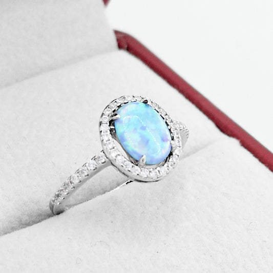 Anillo Opalo Zirconia Ovalo