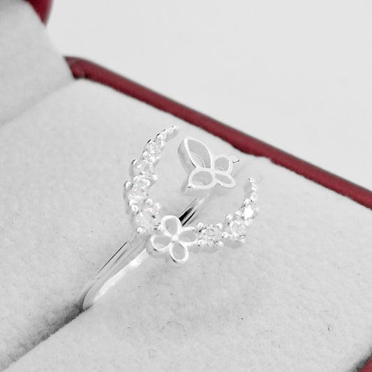 Anillo Luna Zirconia Mariposa
