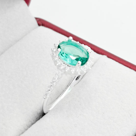 Anillo Zirconia Verde Menta