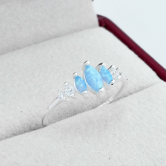 Anillo Opalos Semilla Azul