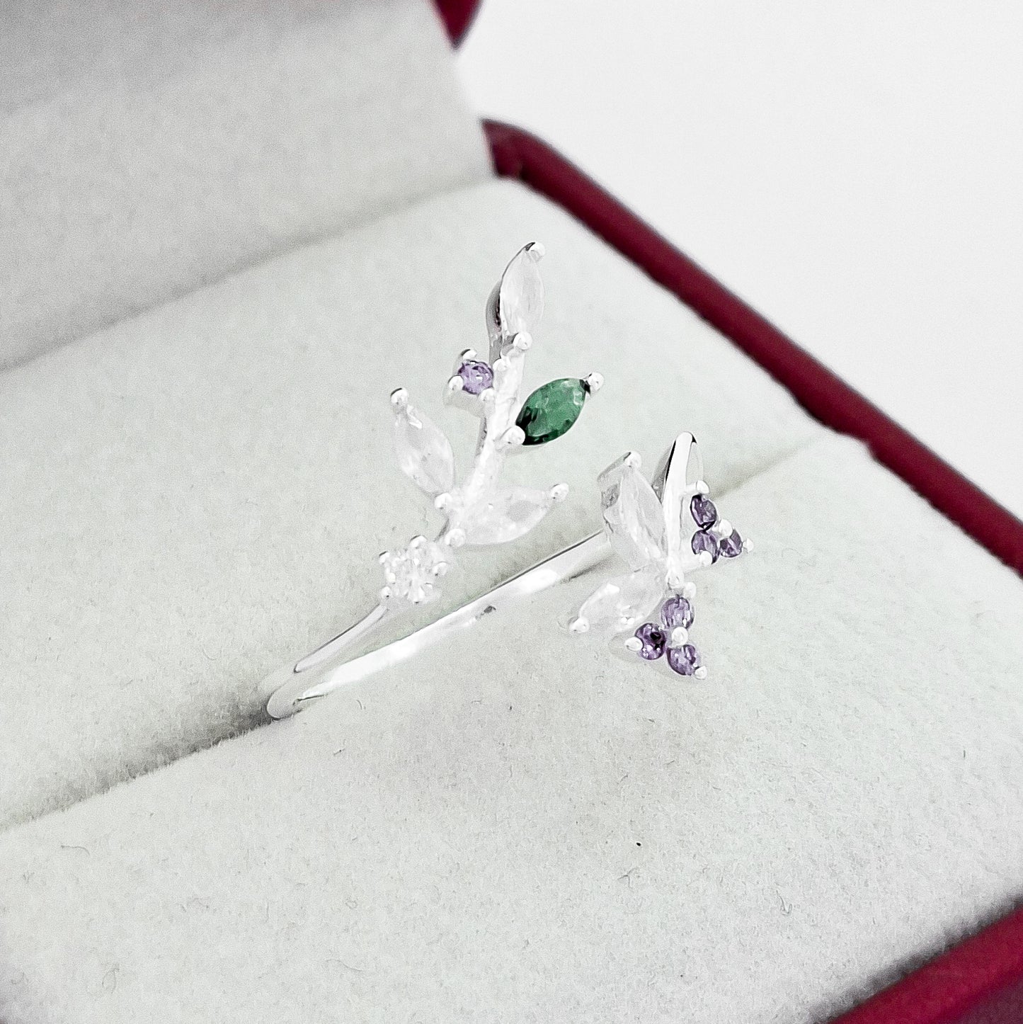 Anillo Hojitas Zirconia