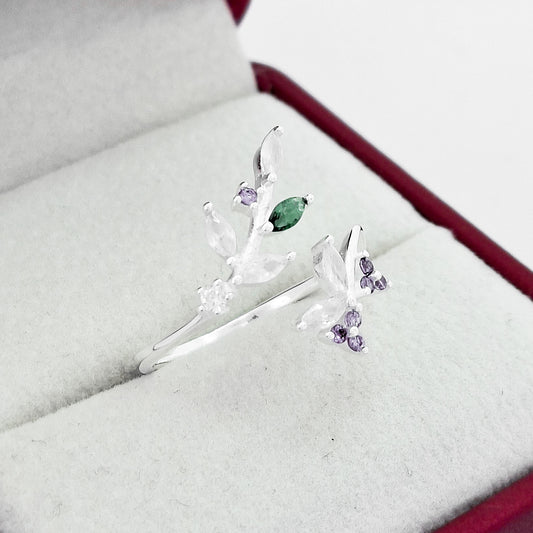 Anillo Hojitas Zirconia