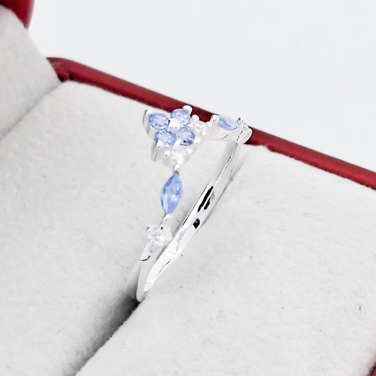 Anillo Flor Azul Zirconia