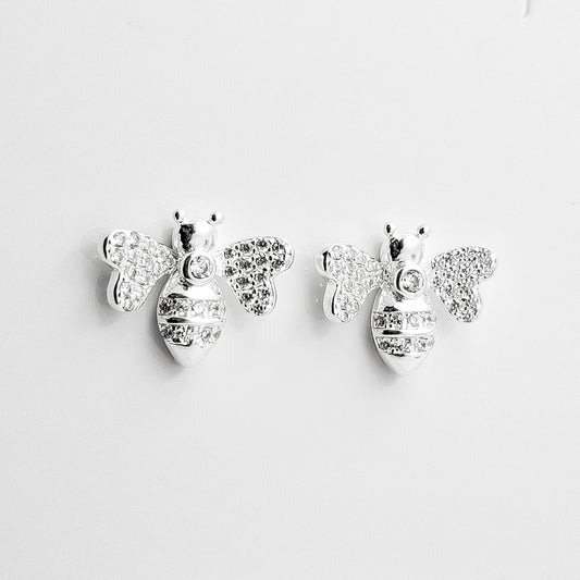 Arete Abeja Zirconia Blanca