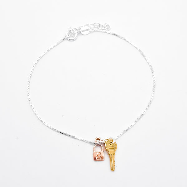 Pulsera Llave Candado Rosa